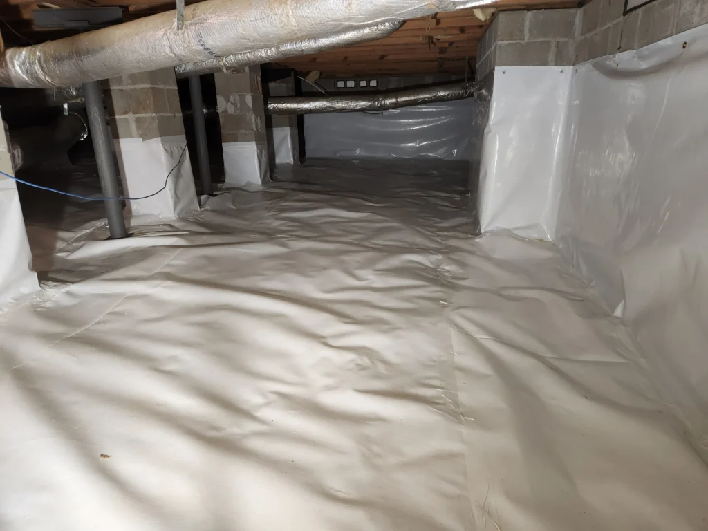 fully encapsulated and waterproofed crawlspace under the house